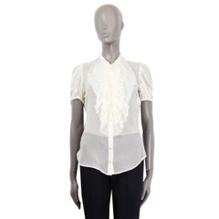 Alexander McQueen white silk SHEER RUFFLED Button Up Shirt 44 L