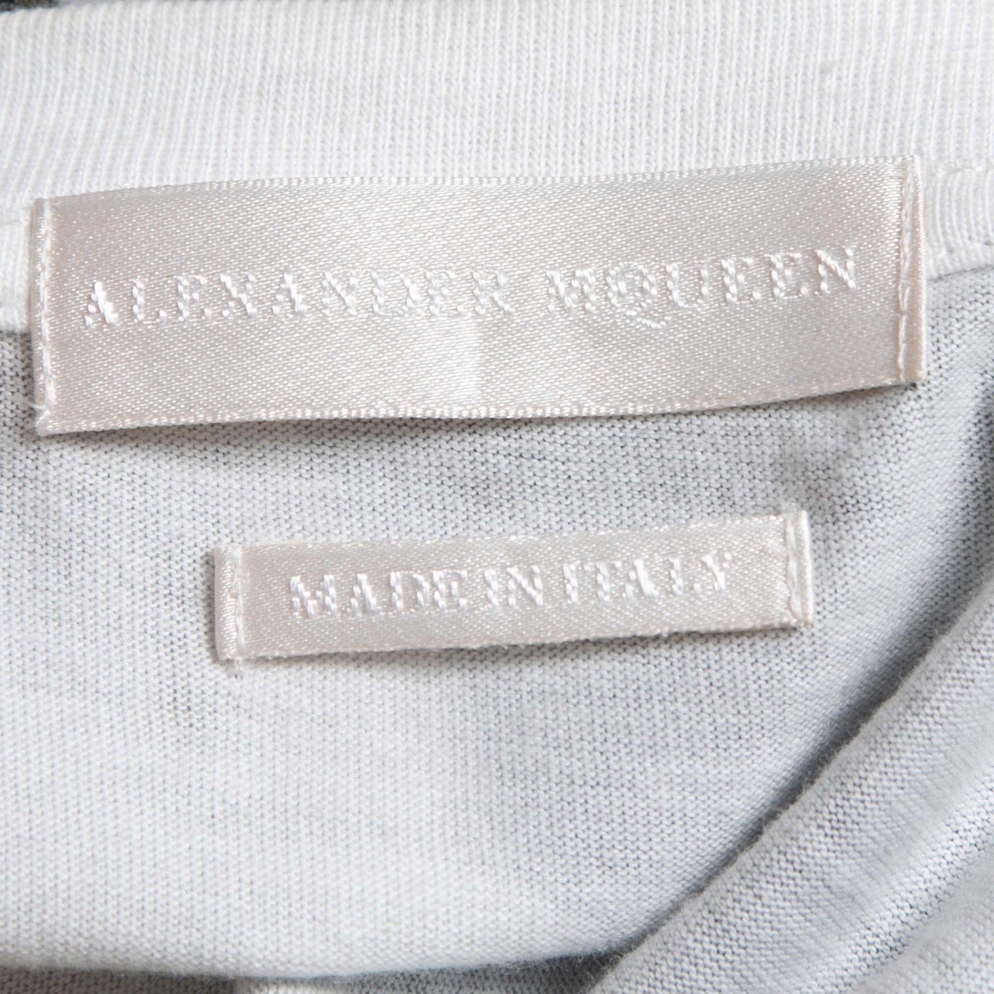 Uomo Alexander McQueen - Maglietta girocollo in cotone con stampa del teschio, colore bianco XS in vendita
