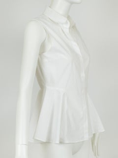 Alexander McQueen White Sleeveless Button Front Peplum Shirt, Orig Tag– XS, 2018