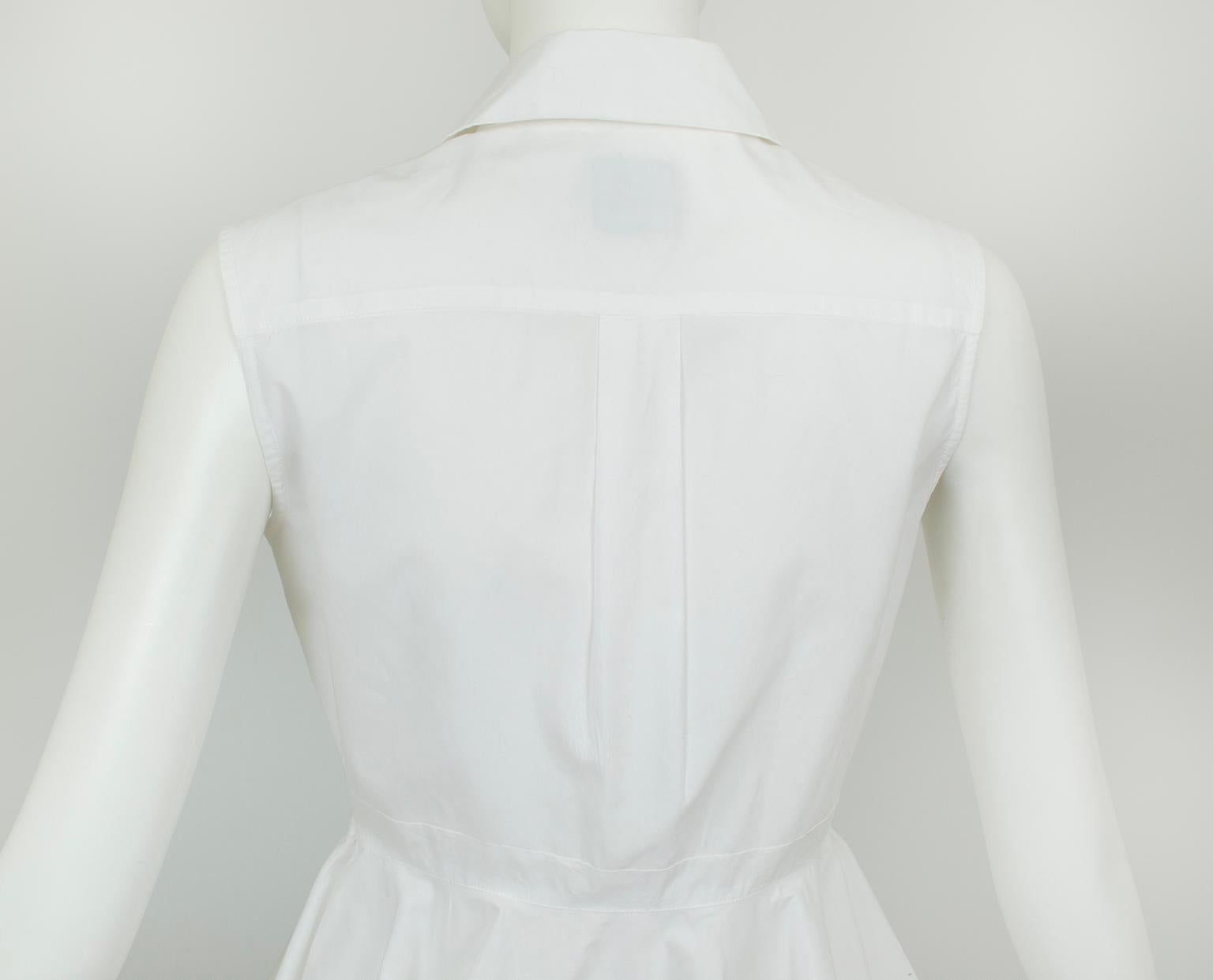 Alexander McQueen White Sleeveless Button Front Peplum Shirt, Orig Tag– XS, 2018 For Sale 1