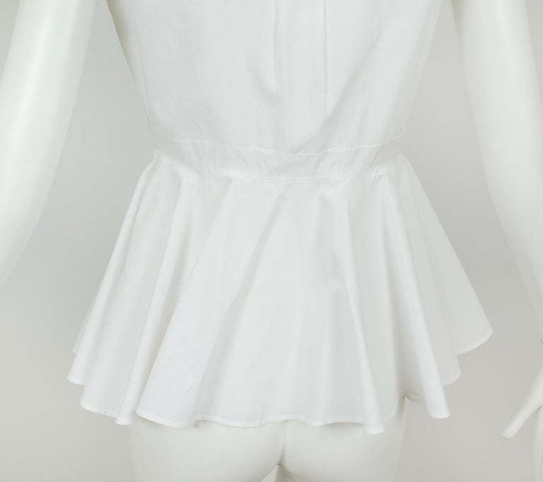 Alexander McQueen Camicia bianca senza maniche con peplo sul