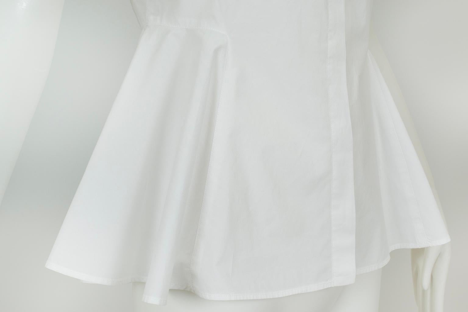 Alexander McQueen White Sleeveless Button Front Peplum Shirt, Orig Tag– XS, 2018 For Sale 3