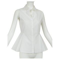 Alexander McQueen White Sleeveless Button Front Peplum Shirt, Orig Tag– XS, 2018