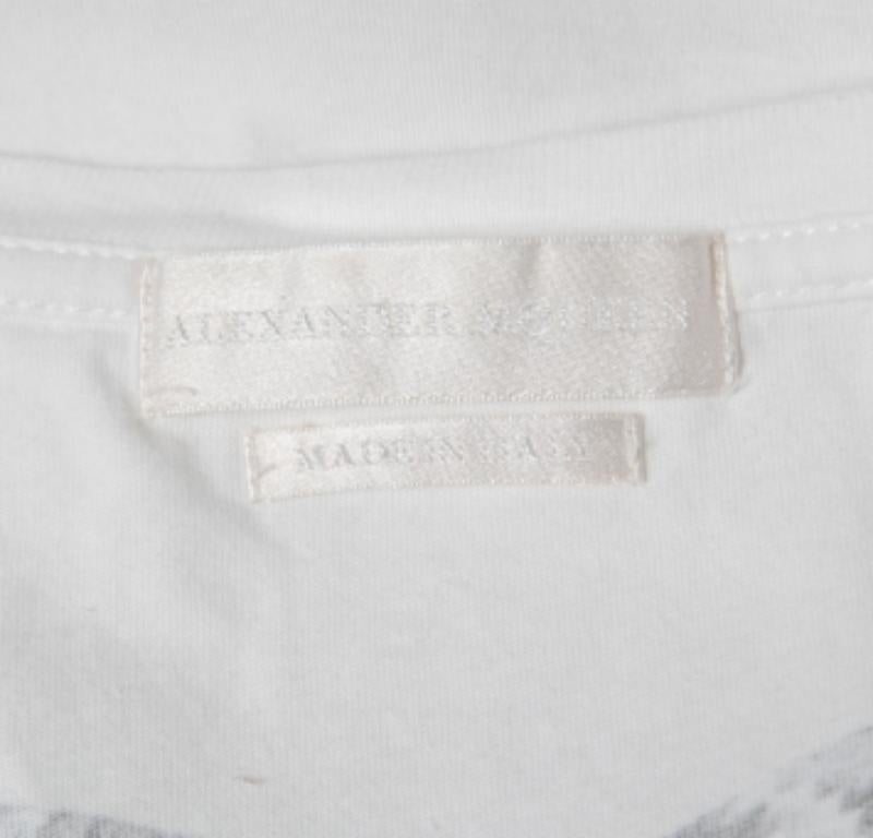 Uomo Alexander McQueen Maglietta in cotone con stampa serpente e scollo a V XS in vendita