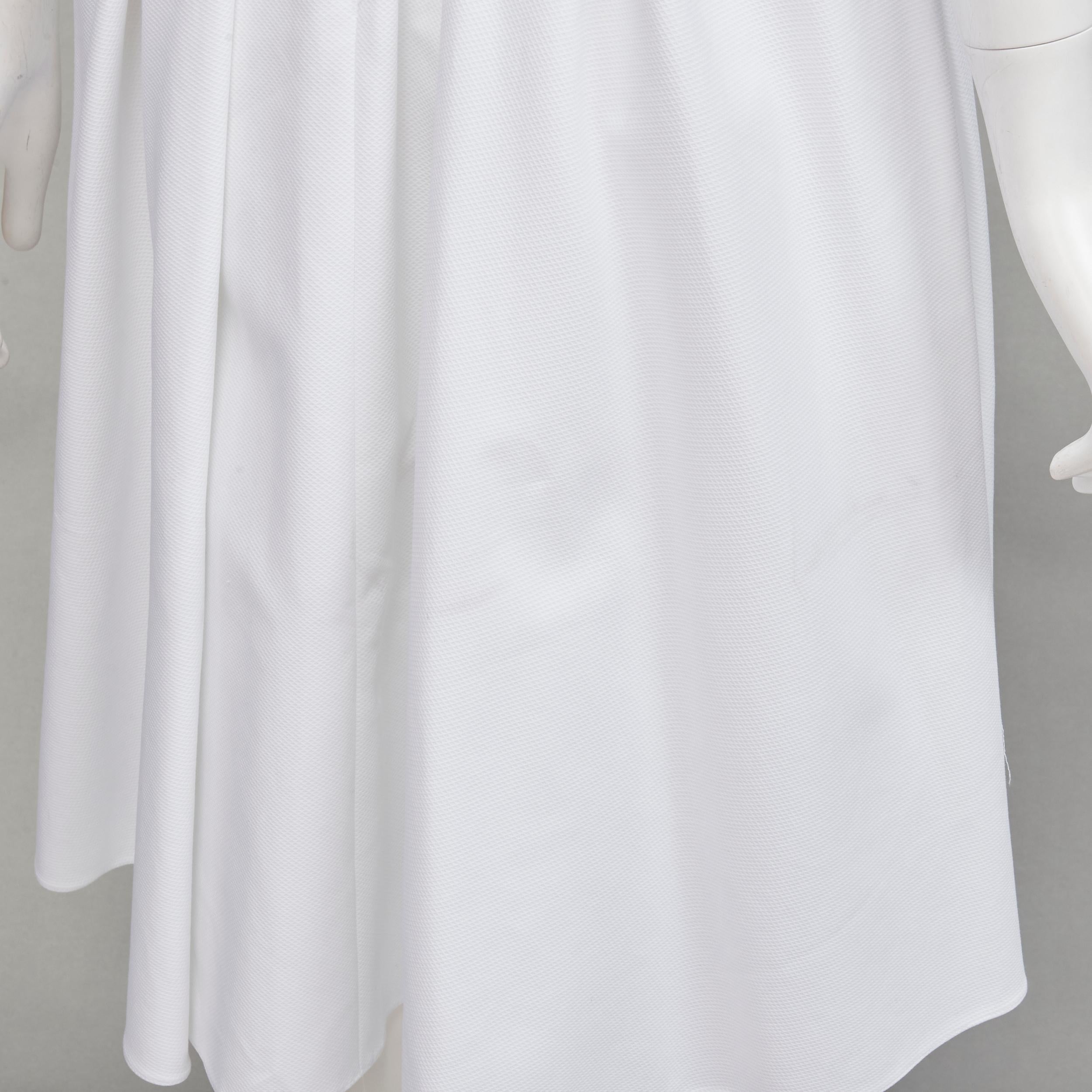 ALEXANDER MCQUEEN white structural bell sleeve V neck midi dress IT38 XS For Sale 3