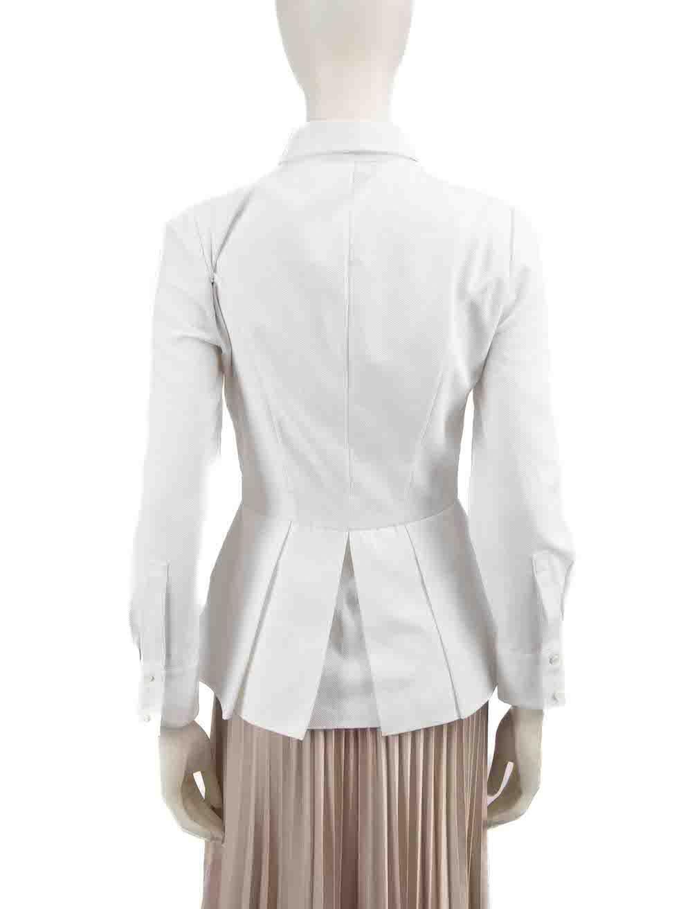 Alexander McQueen White Textured Flared Hem Shirt Size M In Good Condition For Sale In London, GB