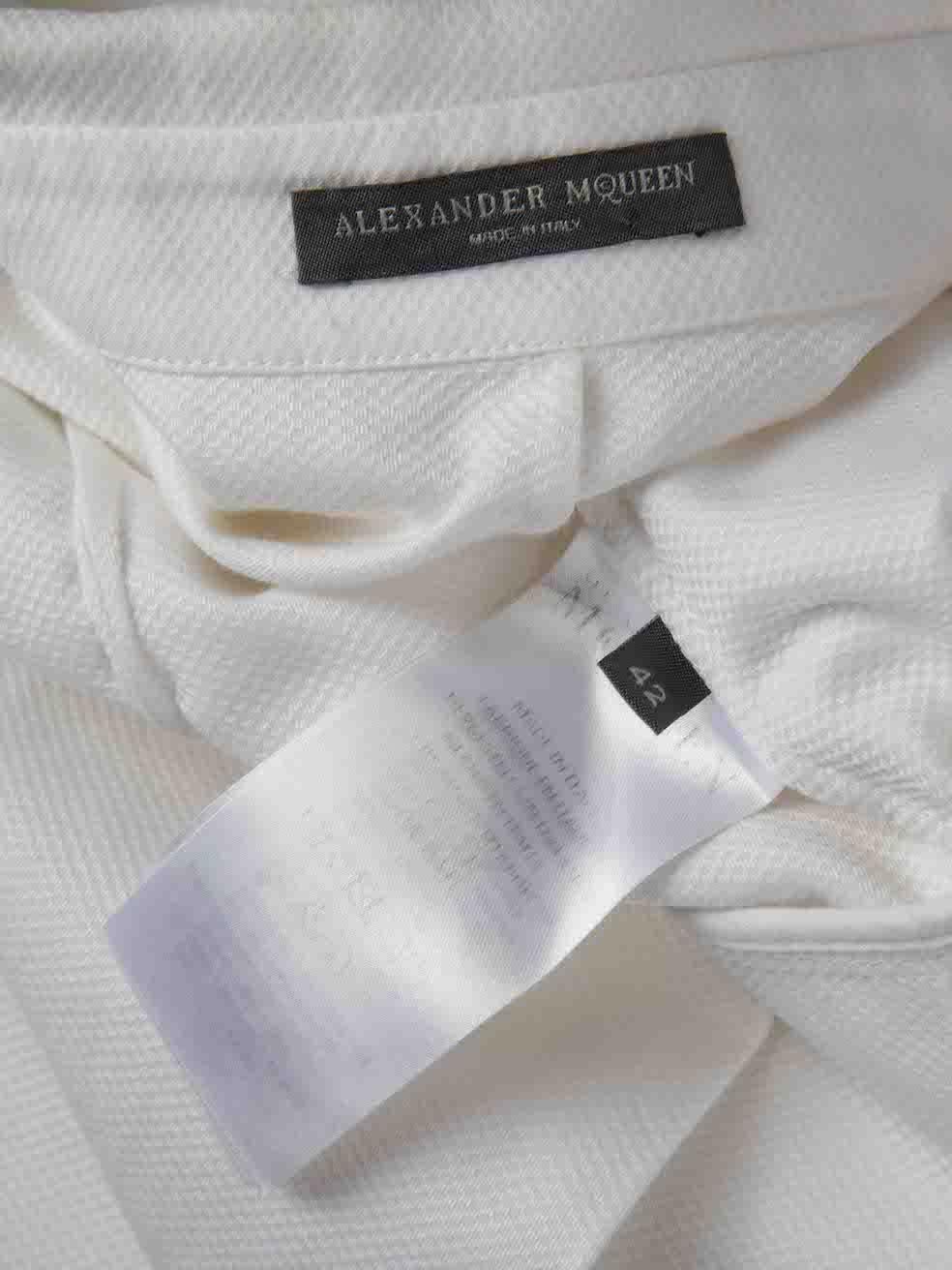 Alexander McQueen White Textured Flared Hem Shirt Size M For Sale 1
