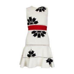 ALEXANDER MCQUEEN white viscose FLORAL EMBROIDERED JACQUARD Dress XS