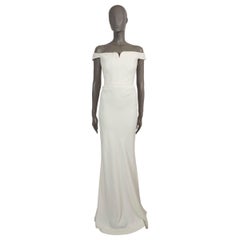 Alexander McQueen, abito in viscosa bianca con maniche a foglia, vestito 46 XL