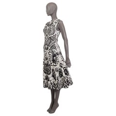 ALEXANDER MCQUEEN white viscose MONOCHROME SHELL PRINT MIDI KNIT Dress XS