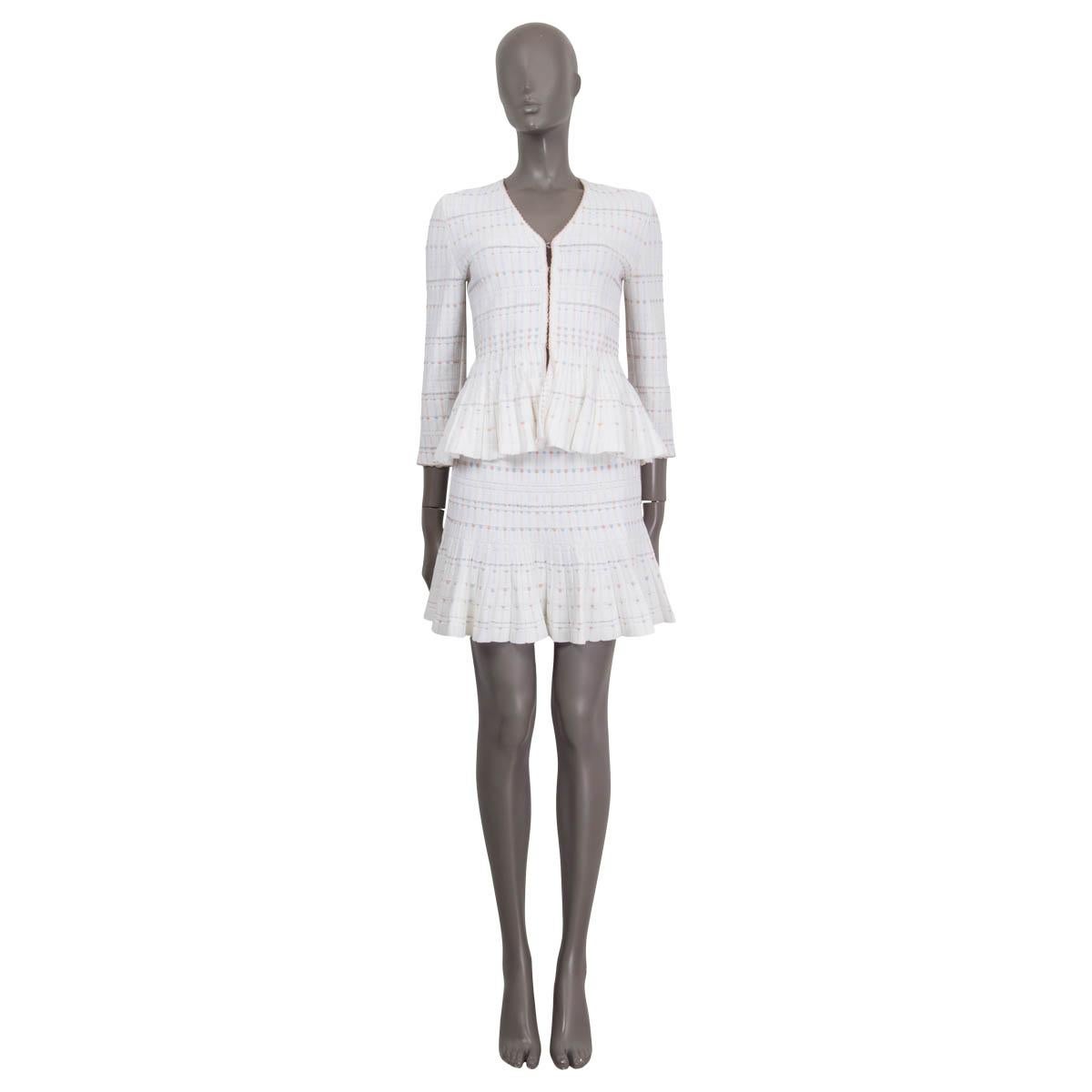 ALEXANDER MCQUEEN white viscose TWEE KNIT Flared Skirt S In Excellent Condition For Sale In Zürich, CH