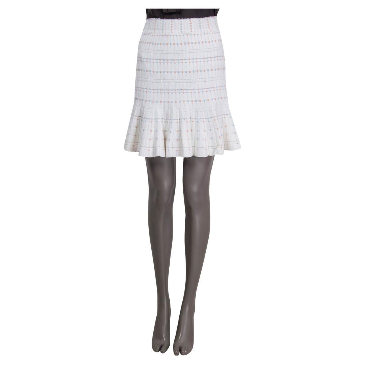 ALEXANDER MCQUEEN white viscose TWEE KNIT Flared Skirt S For Sale