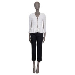 ALEXANDER MCQUEEN white viscose TWEED KNIT PEPLUM Cardigan Sweater S