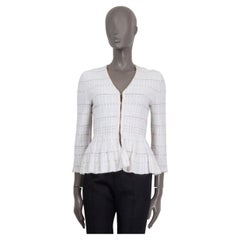 ALEXANDER MCQUEEN blanco viscosa TWEED KNIT PEPLUM Cárdigan Jersey S