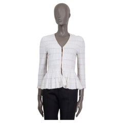 ALEXANDER MCQUEEN Weißer Viskose TWEED KNIT PEPLUM Strickjacke Pullover S