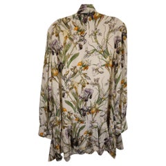 Alexander McQueen Wild Iris Print Long Sleeve Neck-Tie Mini Dress in Floral Print Silk