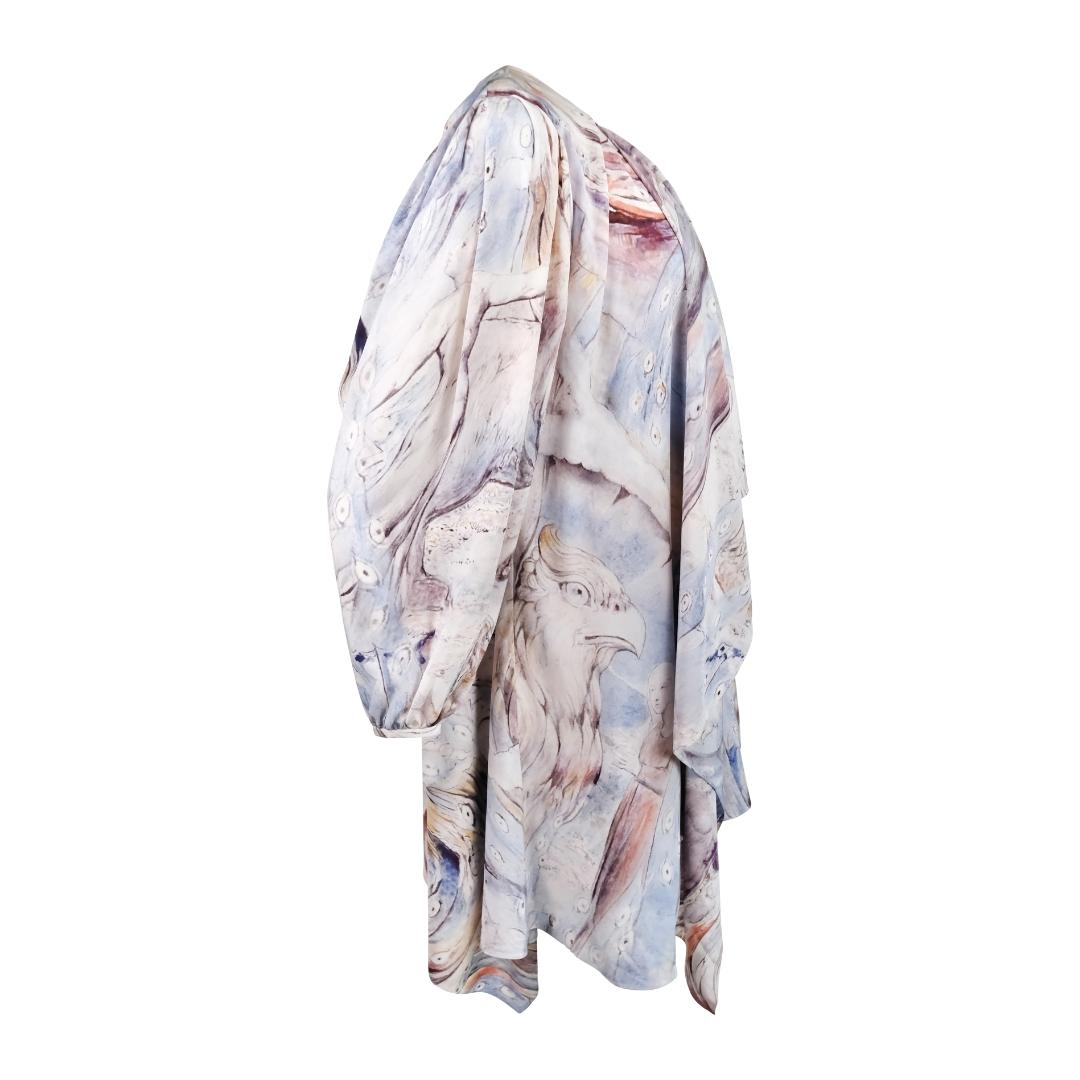 Gray Alexander McQueen William Blake Dante Print Draped Dress For Sale