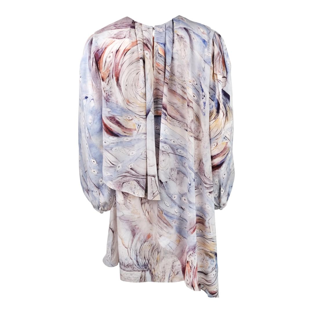 Alexander McQueen William Blake Dante Print Draped Dress In Excellent Condition For Sale In Morongo Valley, CA