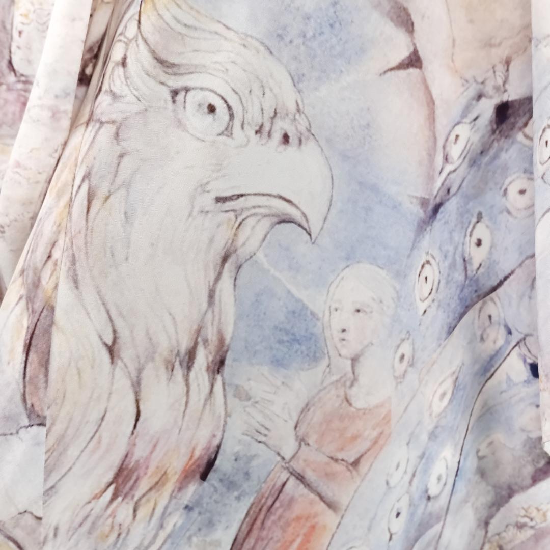 Alexander McQueen William Blake Dante Print Draped Dress For Sale 2