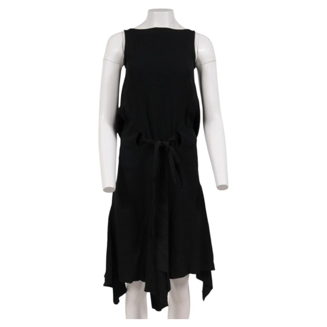 Robe midi asymétrique à ceinture Alexander McQueen pour femme, taille 40, en acétate et rayonne, noire