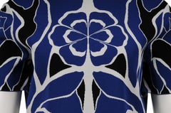Alexander McQueen Women Floral Knit Top XXL Blue White Black Viscose Blend