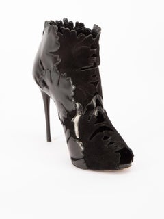 Alexander McQueen Women's Black Abstract Cut Out Heeled Boots