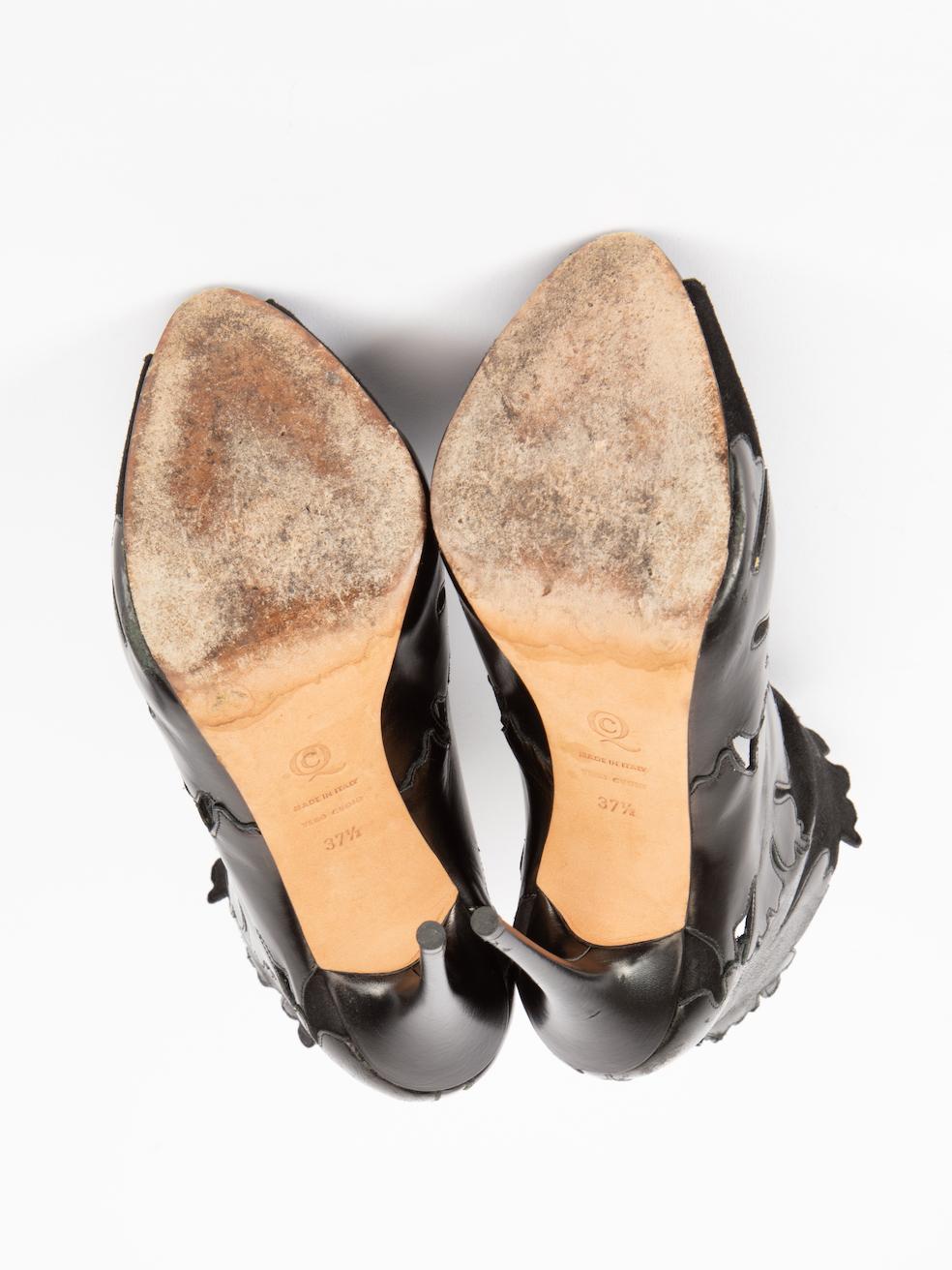 Alexander McQueen Women's Black Abstract Cut Out Heeled Boots 1