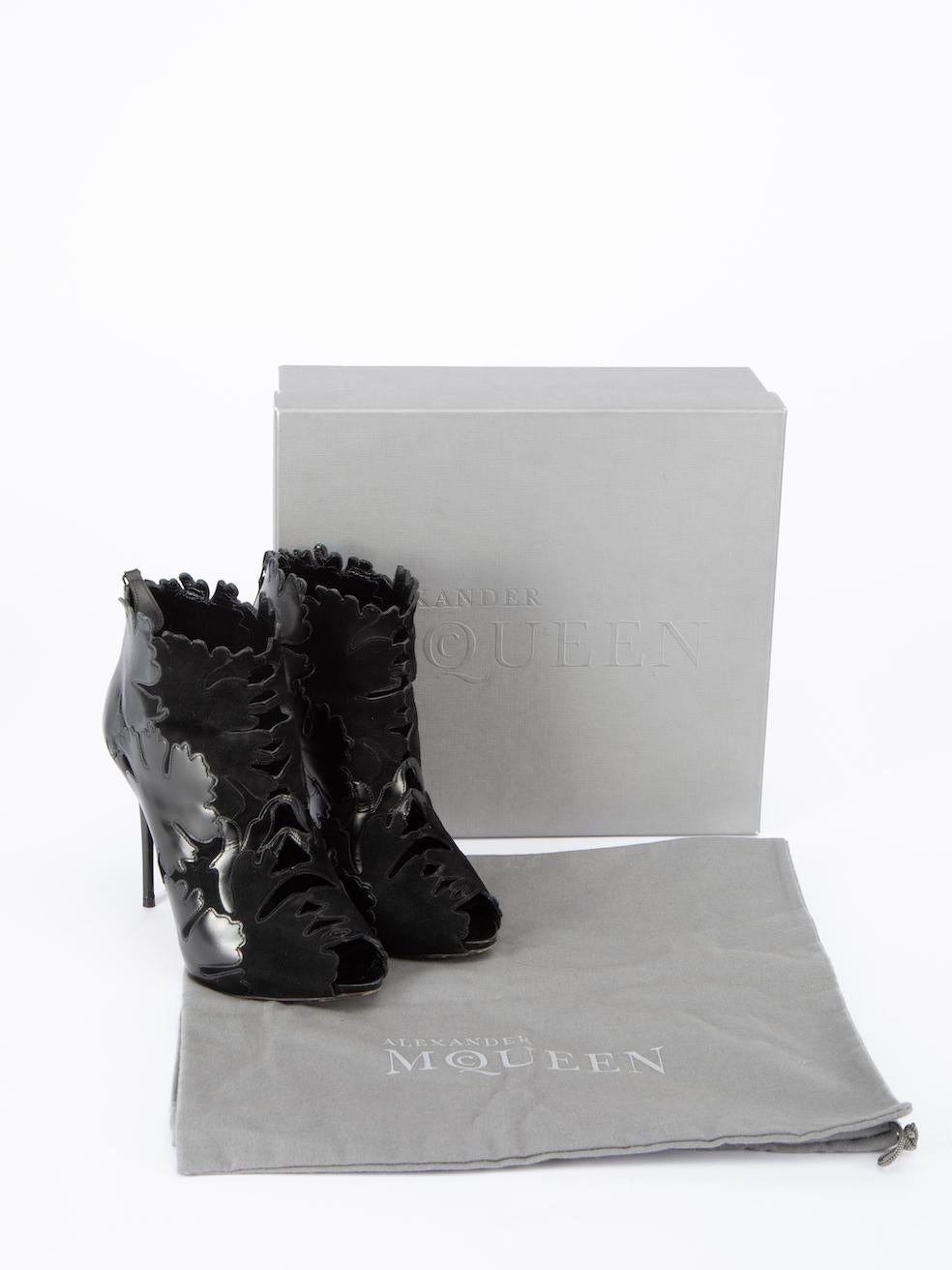 Alexander McQueen Women's Black Abstract Cut Out Heeled Boots For Sale 2