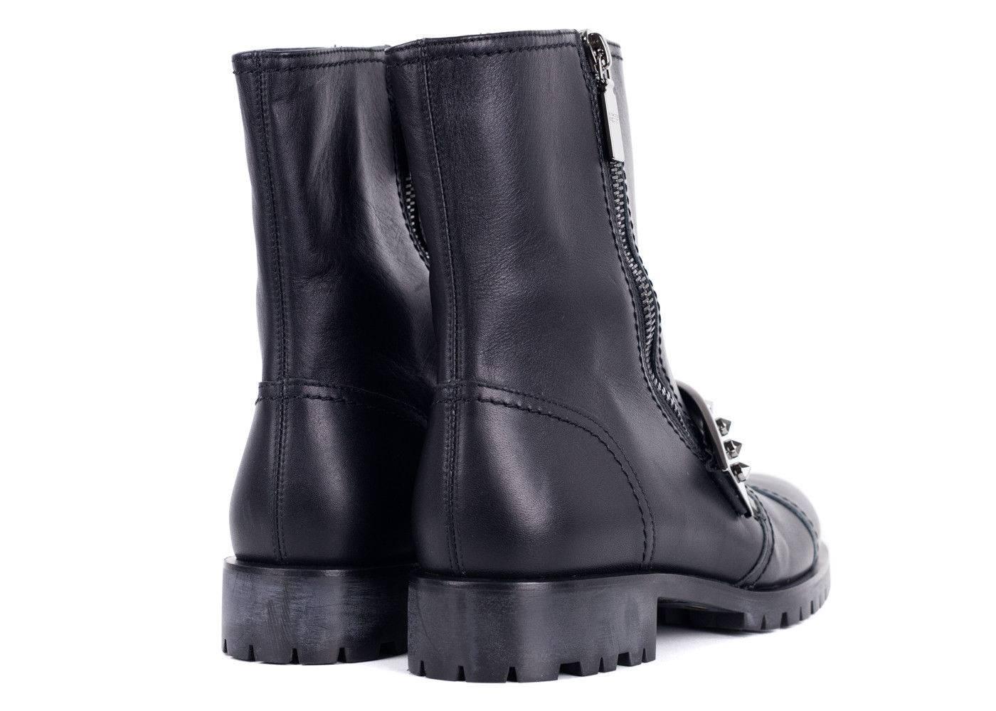 Women's Alexander McQueen Womens Black Metal Strap Combat Boots For Sale