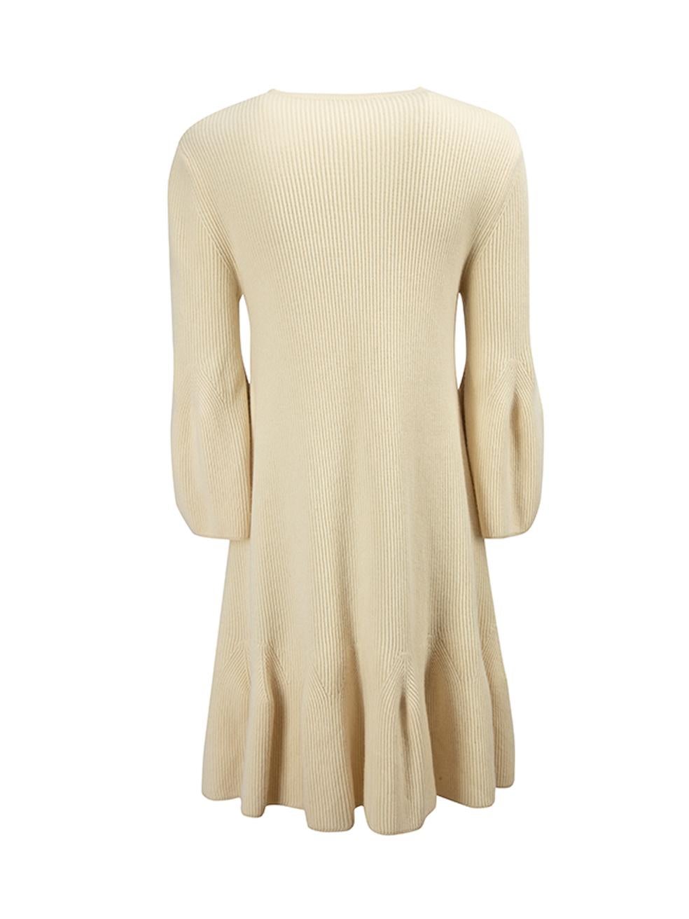 Alexander McQueen Women's Cream Wool Knit Sweater Mini Dress In Good Condition In London, GB