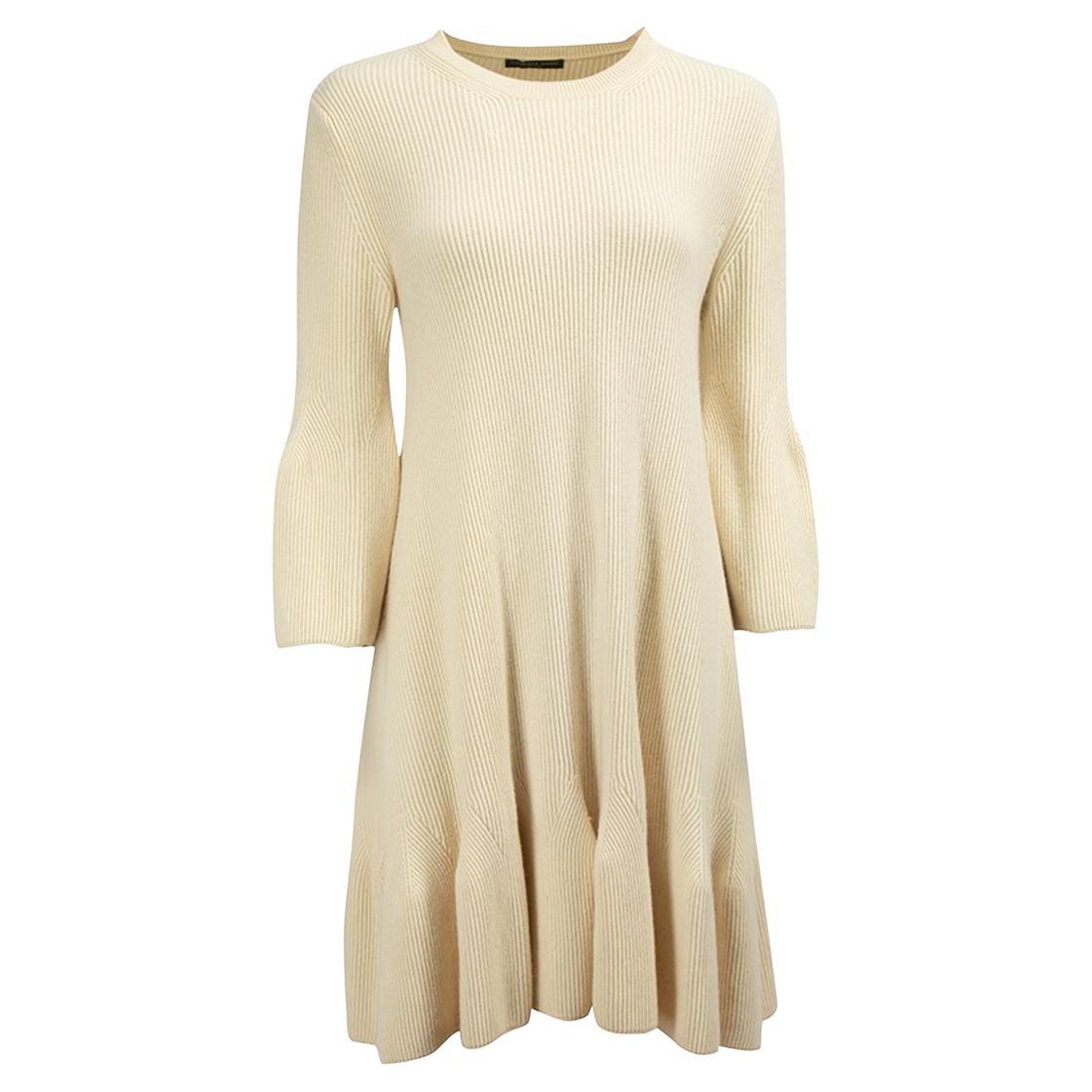 Alexander McQueen Women's Cream Wool Knit Sweater Mini Dress