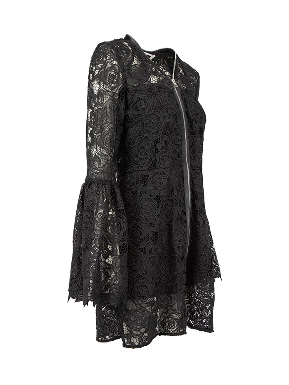 CONDITION is Never worn, with tags. No visible wear to dress is evident on this new McQ by Alexander McQueen designer resale item. 
 
 Details
  Black
 Floral lace
 Mini dress
 V neckline
 Front zip up closure
 Underlay slip dress
 
 
 Made in