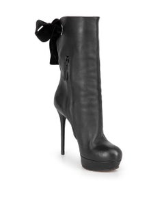 Alexander McQueen Women's McQ Black Leather Heeled Ankle Boots