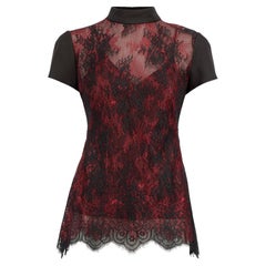 Alexander McQueen Women's McQ by Alexander McQueen Red Floral Lace Blouse