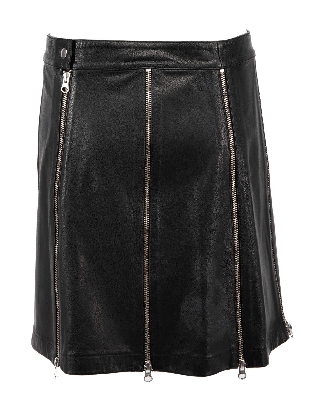 Alexander McQueen Women's MCQ Leather Zipper Detail Mini Skirt For Sale 1