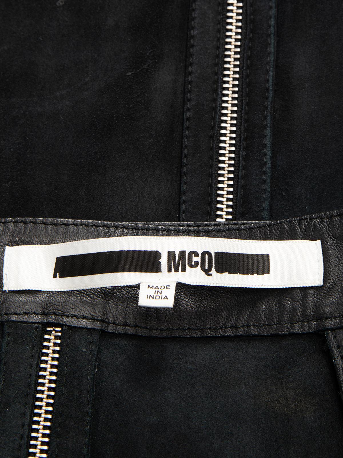 Alexander McQueen Women's MCQ Leather Zipper Detail Mini Skirt For Sale 2