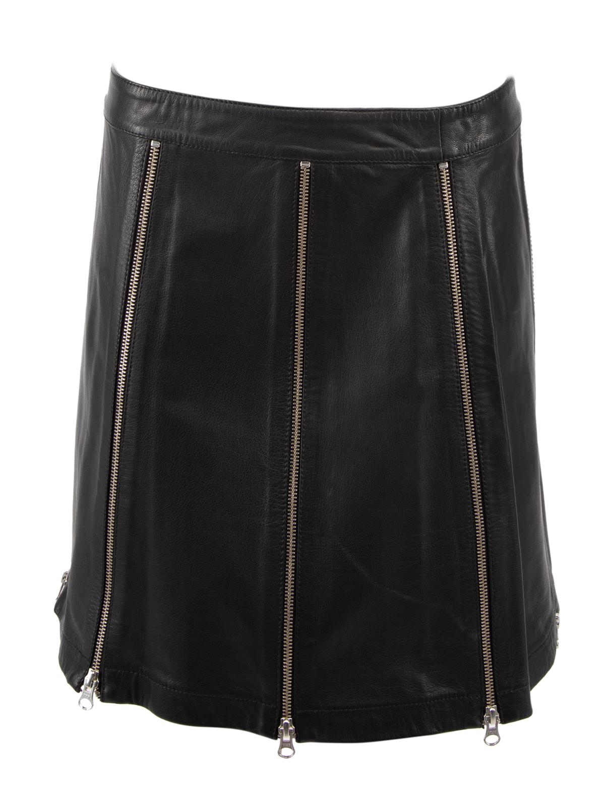 Alexander McQueen Women's MCQ Leather Zipper Detail Mini Skirt For Sale 4