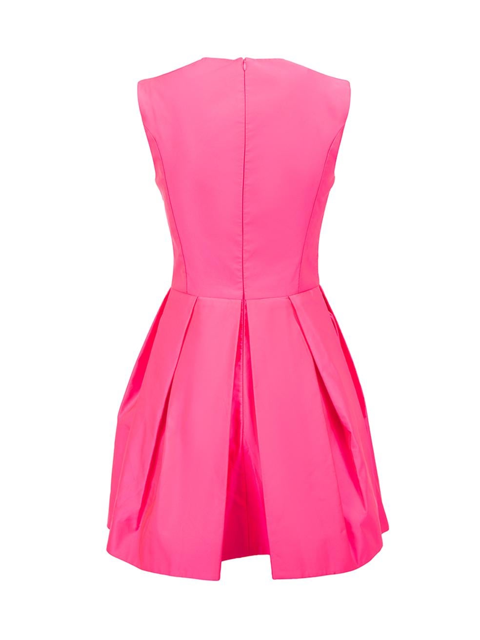 Alexander McQueen Women's McQ Pink V-Neck Pleated Mini Dress In Good Condition In London, GB