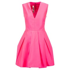 Alexander McQueen Women's McQ Pink V-Neck Pleated Mini Dress