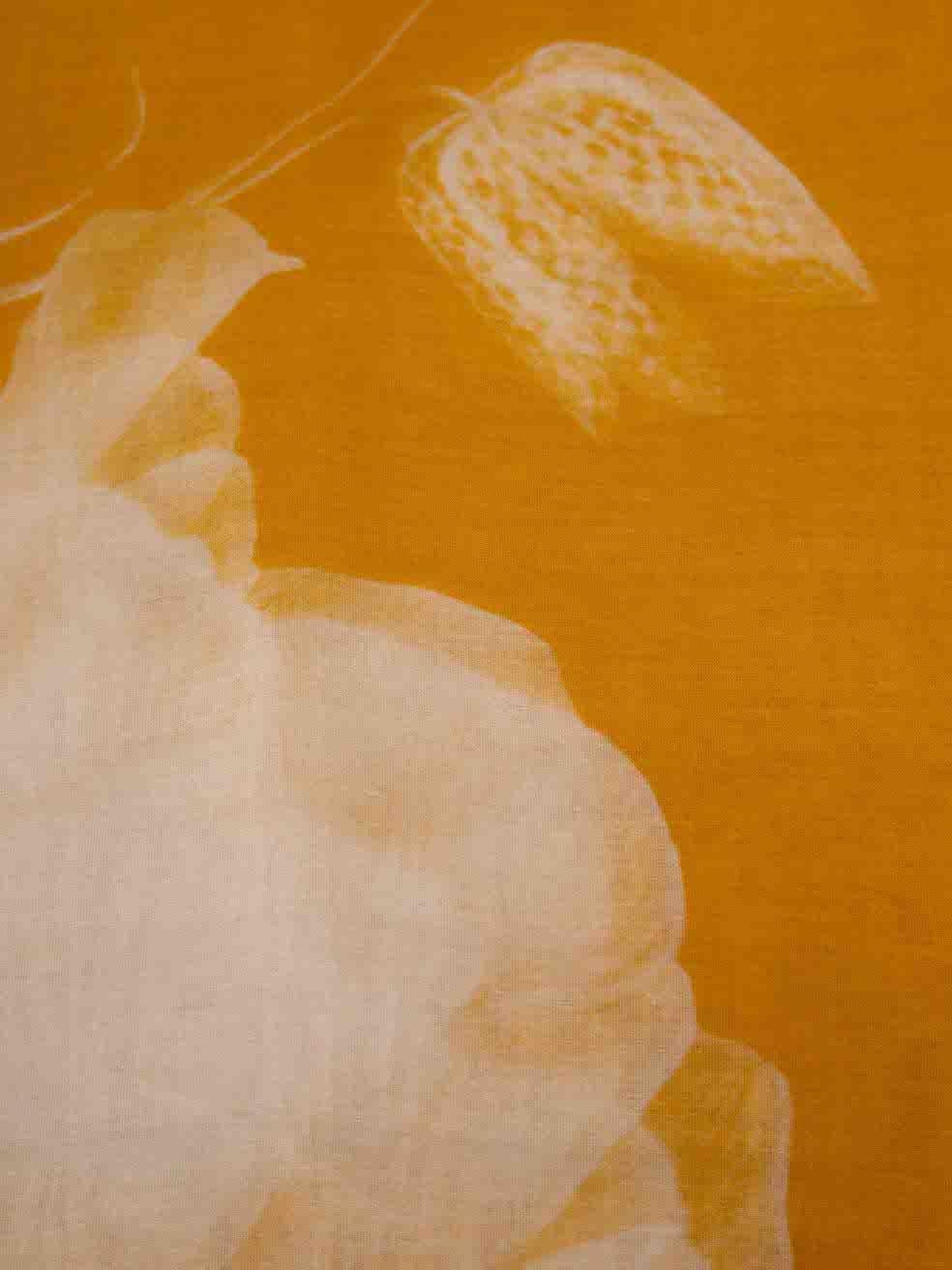 Alexander McQueen Women's Mustard Printed Night Flower Scarf In New Condition In London, GB