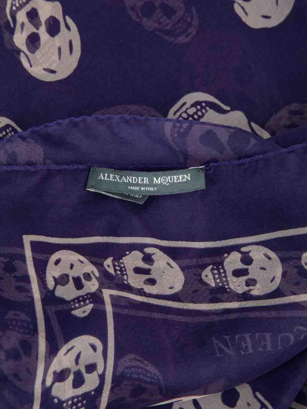 Alexander McQueen Women's Purple Silk Chiffon Skull Print Scarf 1