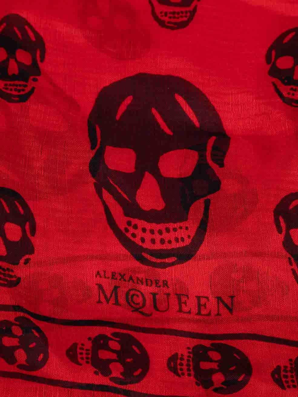 alexander mcqueen red skull scarf
