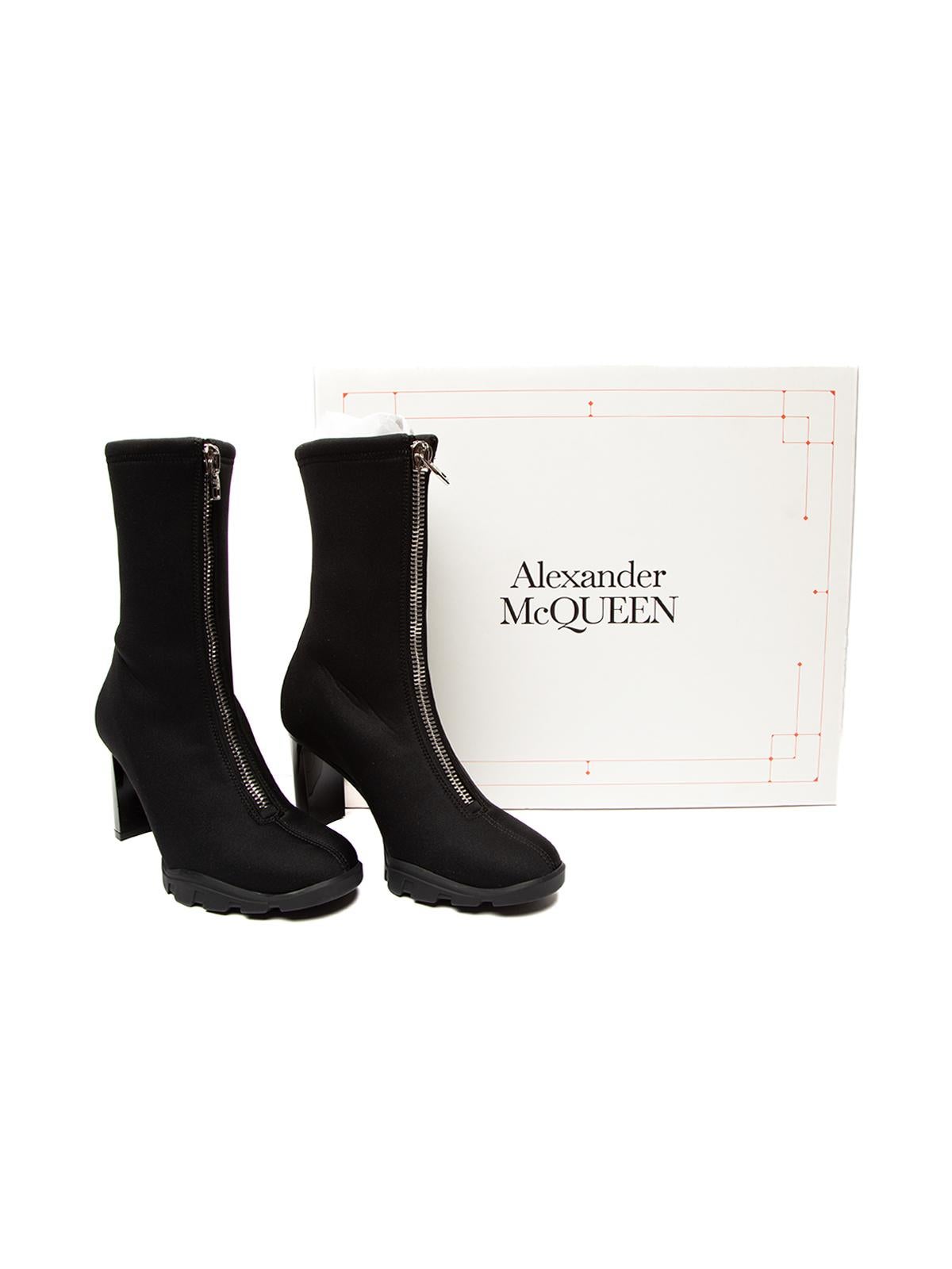 Black Alexander McQueen Women's Slim Tread Nylon Zip Up Boots