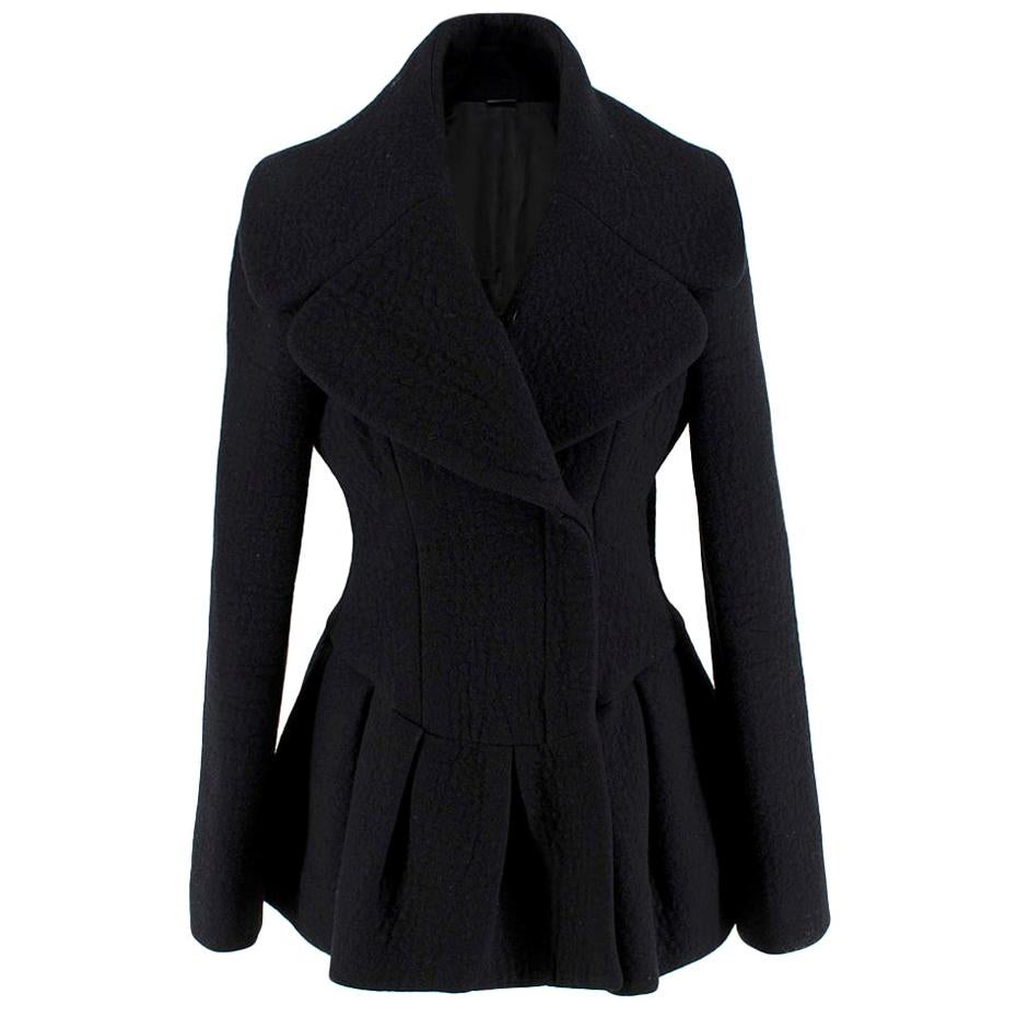 Alexander McQueen Wool Blend Peplum Black Jacket - Size US 6