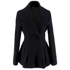 Alexander McQueen Wool Blend Peplum Black Jacket - Size US 6