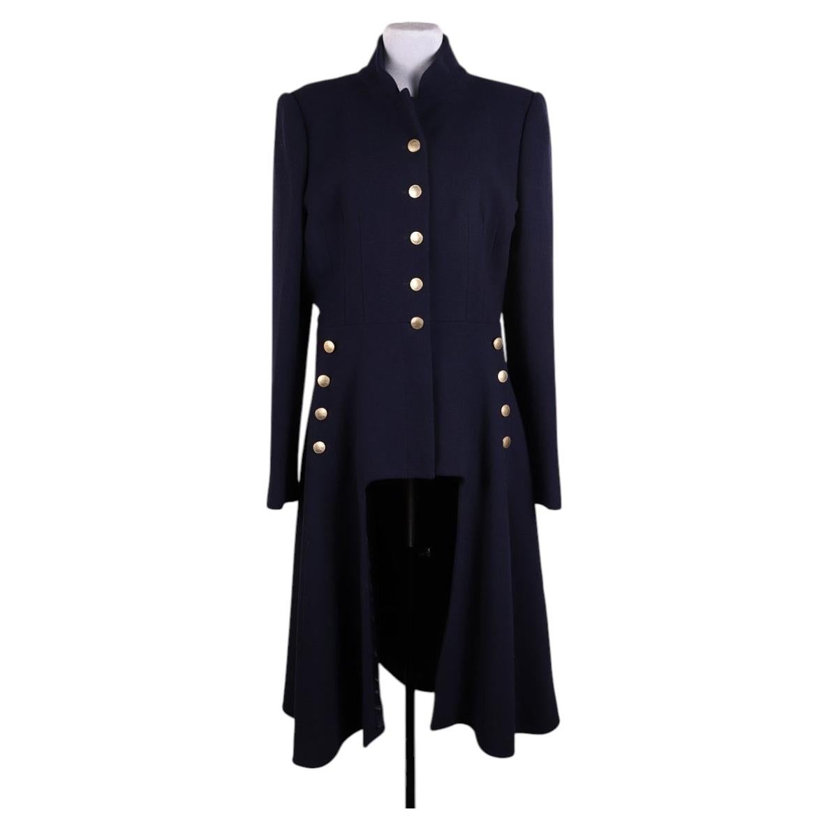 Pre-owned Alexander Mcqueen Wool Coat, Size 46 (on Rust), Excellent Fit In Black