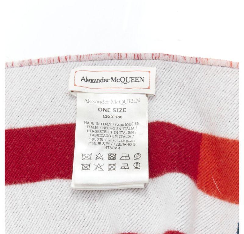 ALEXANDER MCQUEEN wool cotton knit logo skull colorblocked blanket scarf 120x180 6