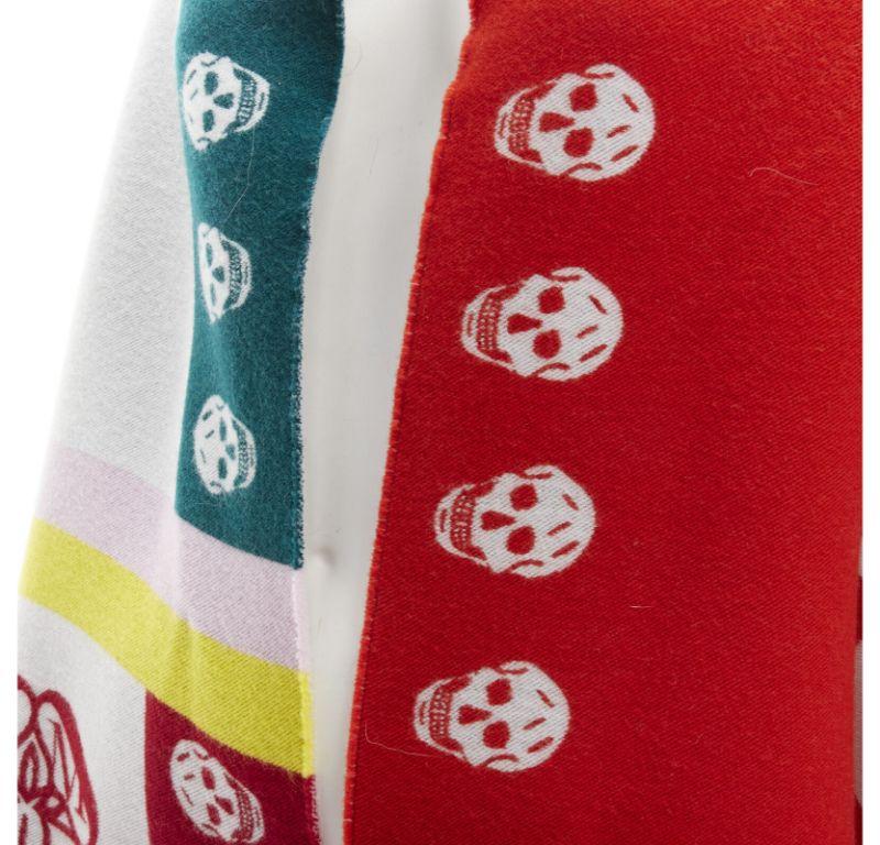 ALEXANDER MCQUEEN wool cotton knit logo skull colorblocked blanket scarf 120x180 4