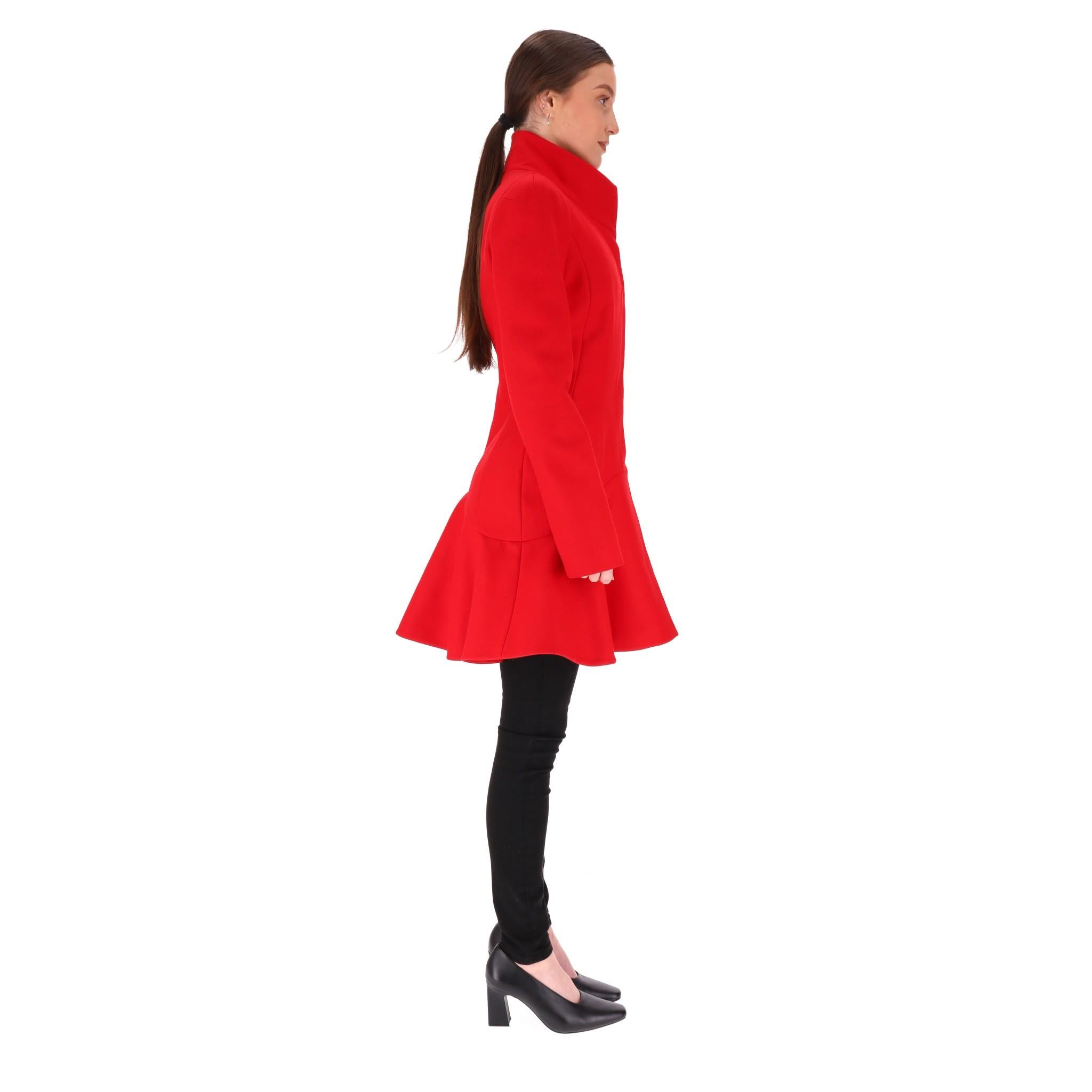 Red Alexander McQueen Wool Flounce Coat