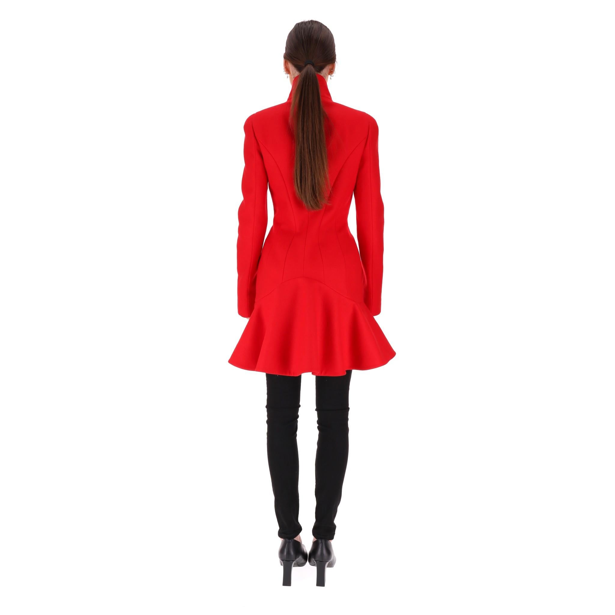 Alexander McQueen Wool Flounce Coat In Excellent Condition In London, GB